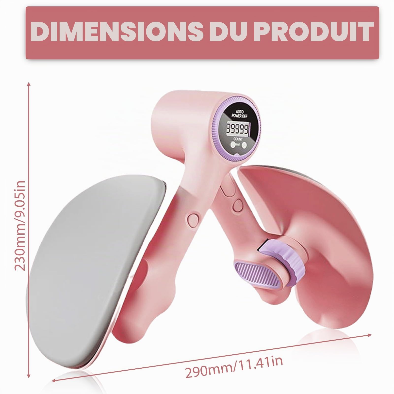 Appareil d'entraînement des cuisses : appareil d'entraînement du plancher pelvien pour femme, appareil de musculation des jambes, presse pour les fesses avec fonction de comptage, appareil