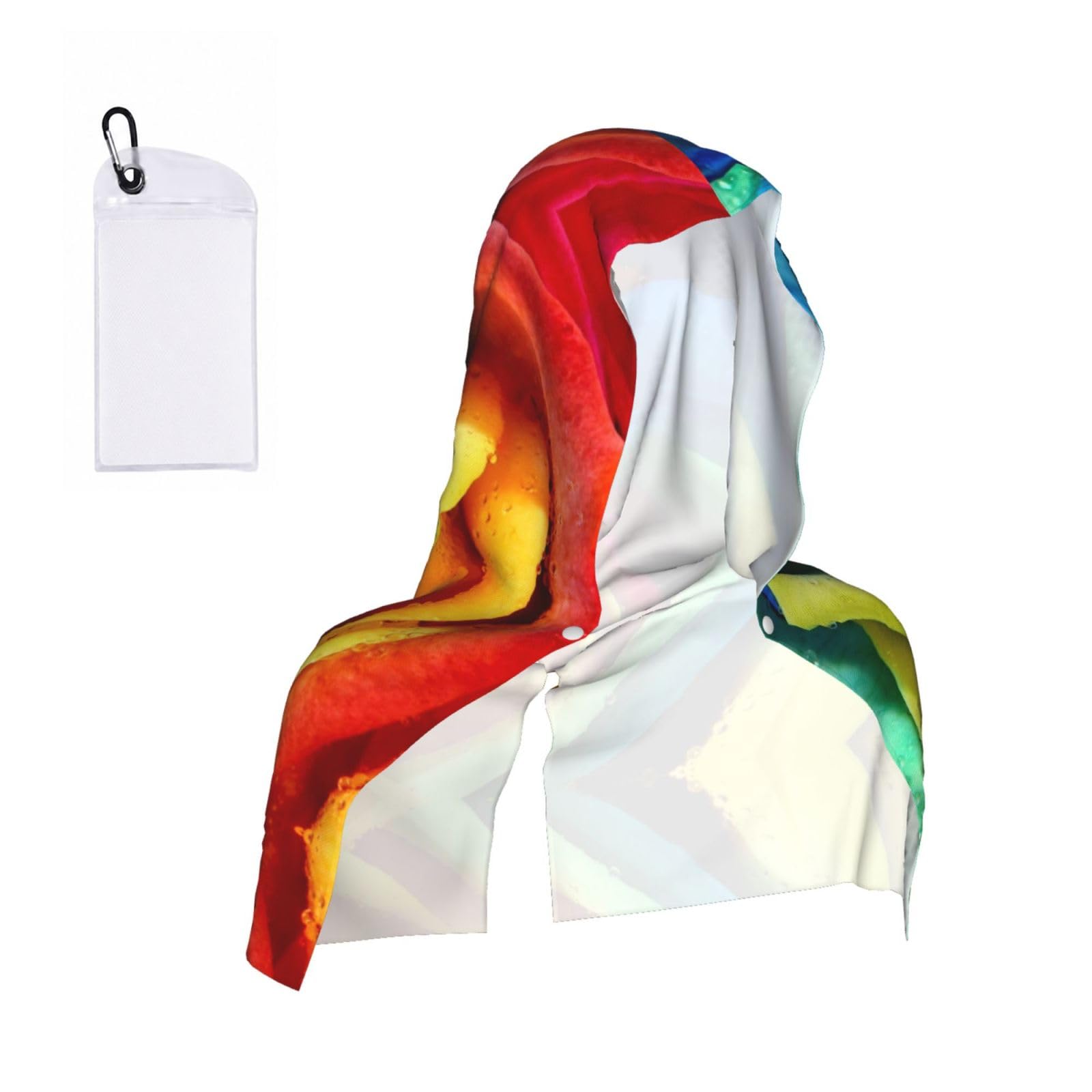 ESNAIUVCD Rainbow Rose Print Multifunctional Cooling Hoodie Bandana Portable Sweat Absorbing Design For Beach Workouts Exercise Heat Relief Accessories