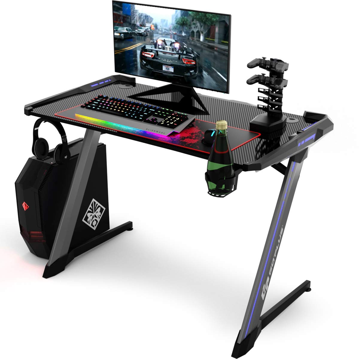 Buy CASART ZShaped Gaming Desk, PC Racing Table Gamer Workstation with