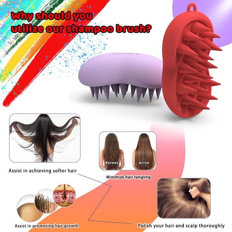 Miniatura 3 de YalsFTY Masajeador de cuero cabelludo para el crecimiento del cabello, cepillo de champú de silicona completa para todo tipo de cabello, exfoliante