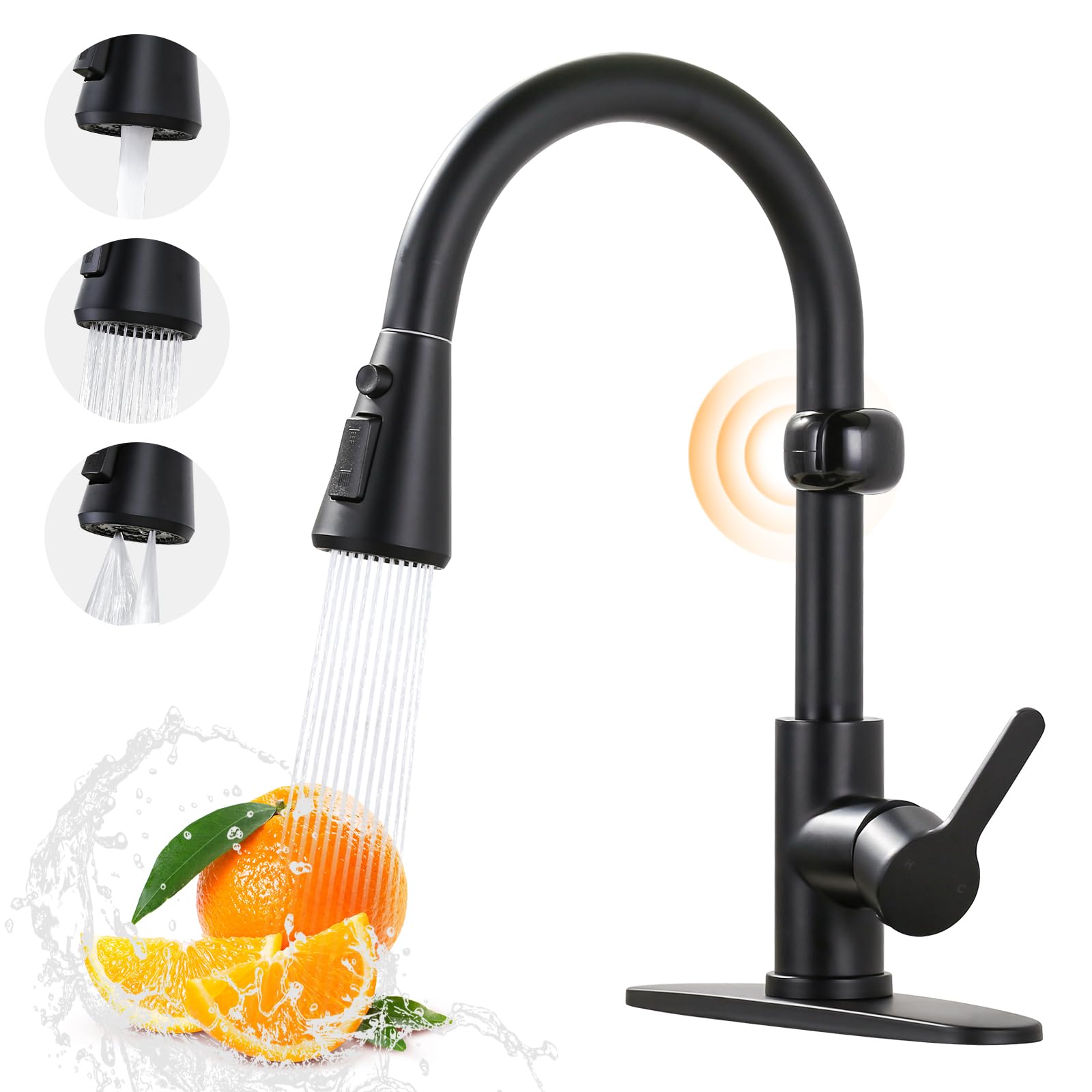Grifo de fregadero de cocina de una sola manija y sensor electrónico manos libres