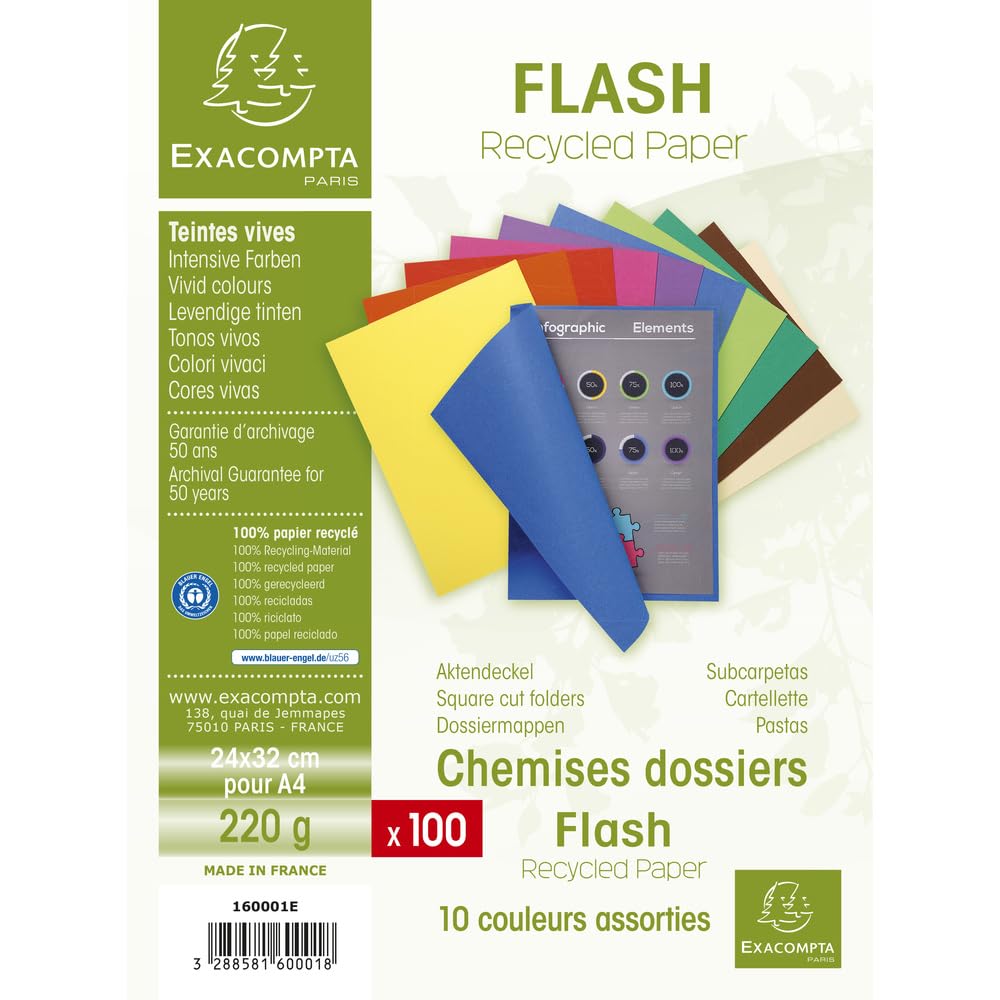 Exacompta 160001E Cartelle Semplici, 24x32 cm, Multicolore