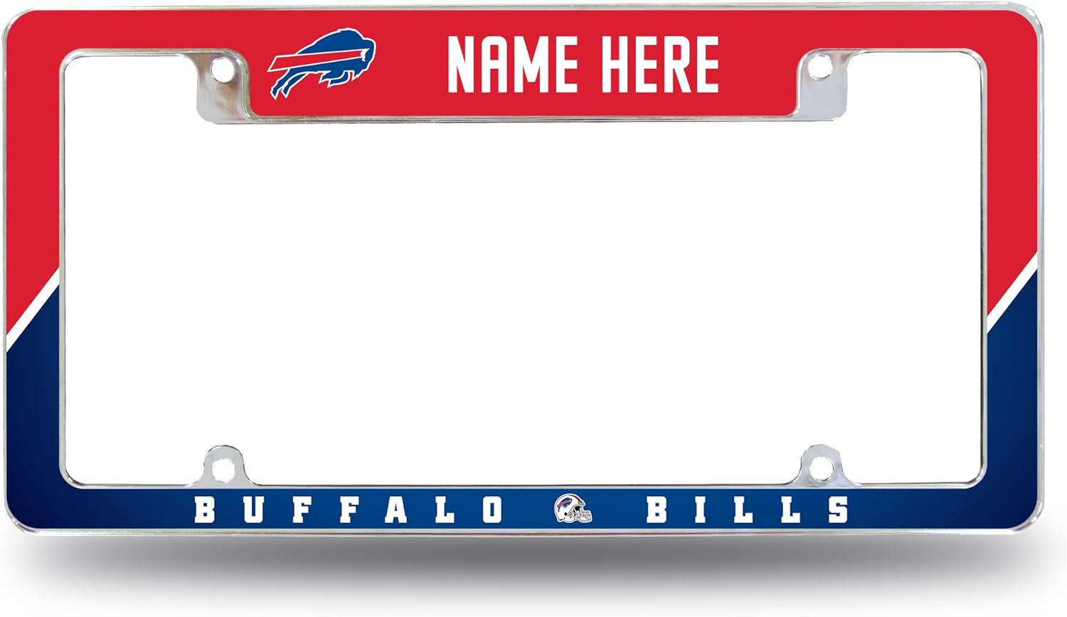 Rico Industries NFL Football Buffalo Bills Personalized/Custom 12" x 6" Chrome All Over Automotive License Plate Frame for Car/Truck/SUV