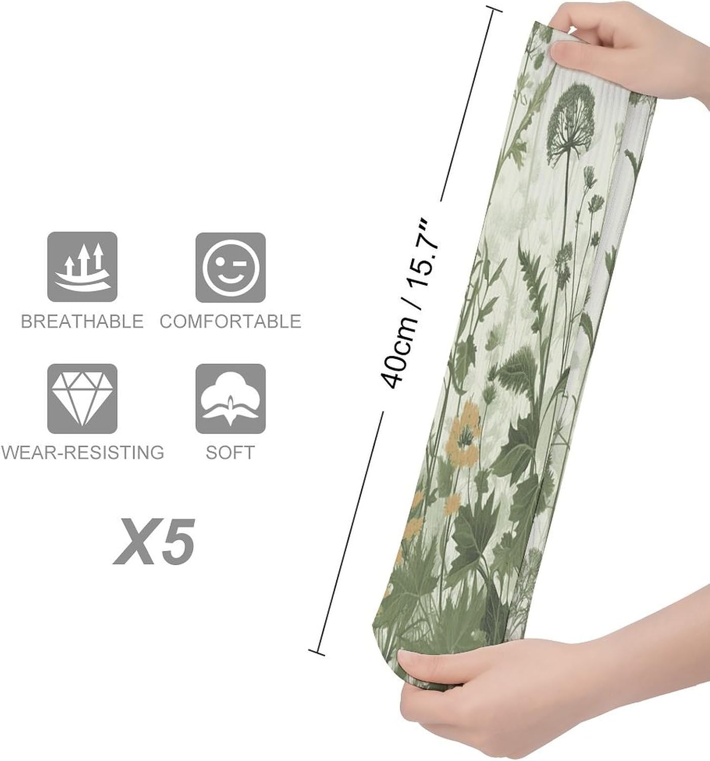 Foliage And Herbs with Dragonflies Winged Knee High Socks Cozy Knee High Socks Soft Mid-Length Sock for All Seasons Daily Wear Adult