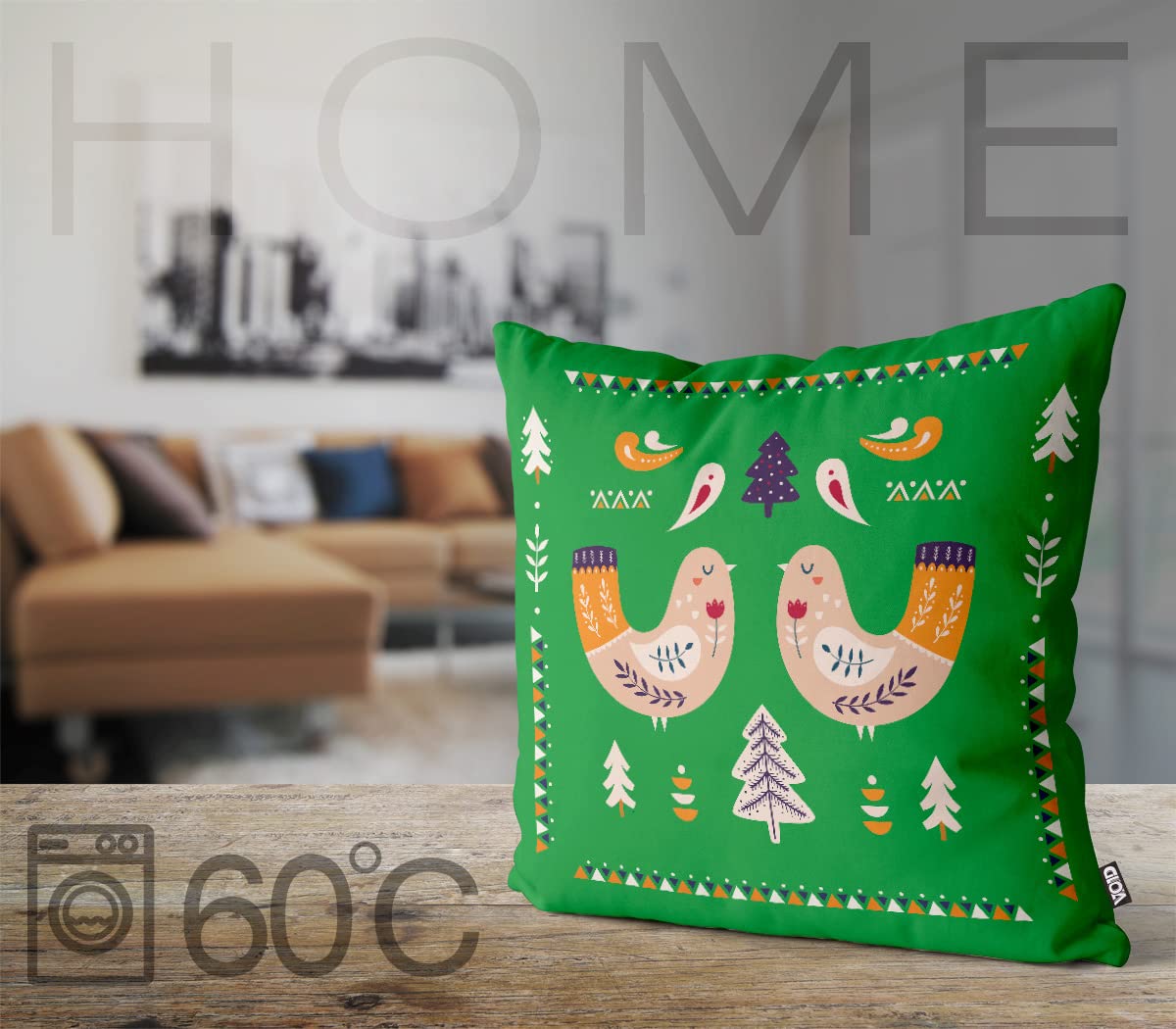 VOID Landhaus Vögel Kissenbezug Kissenhülle Sofakissen Kissen Deko Weihnachten Winter Weihnachtsdeko, Kissen Größe:60 x 60 cm