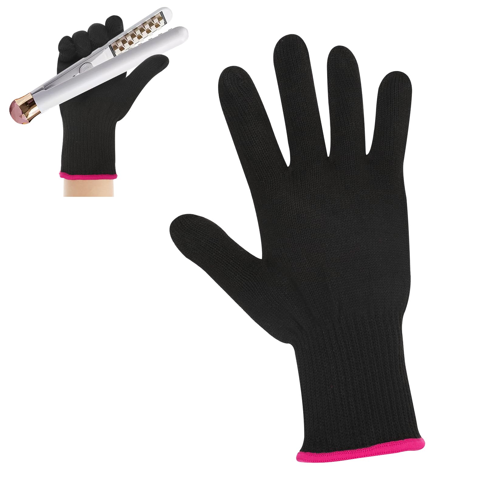Gants de coiffure WLLHYF professionnels résistant à la chaleur pour fer à friser et fer à lisser, gants de blocage de la chaleur pour les mains gauche et droite - 1 pièce