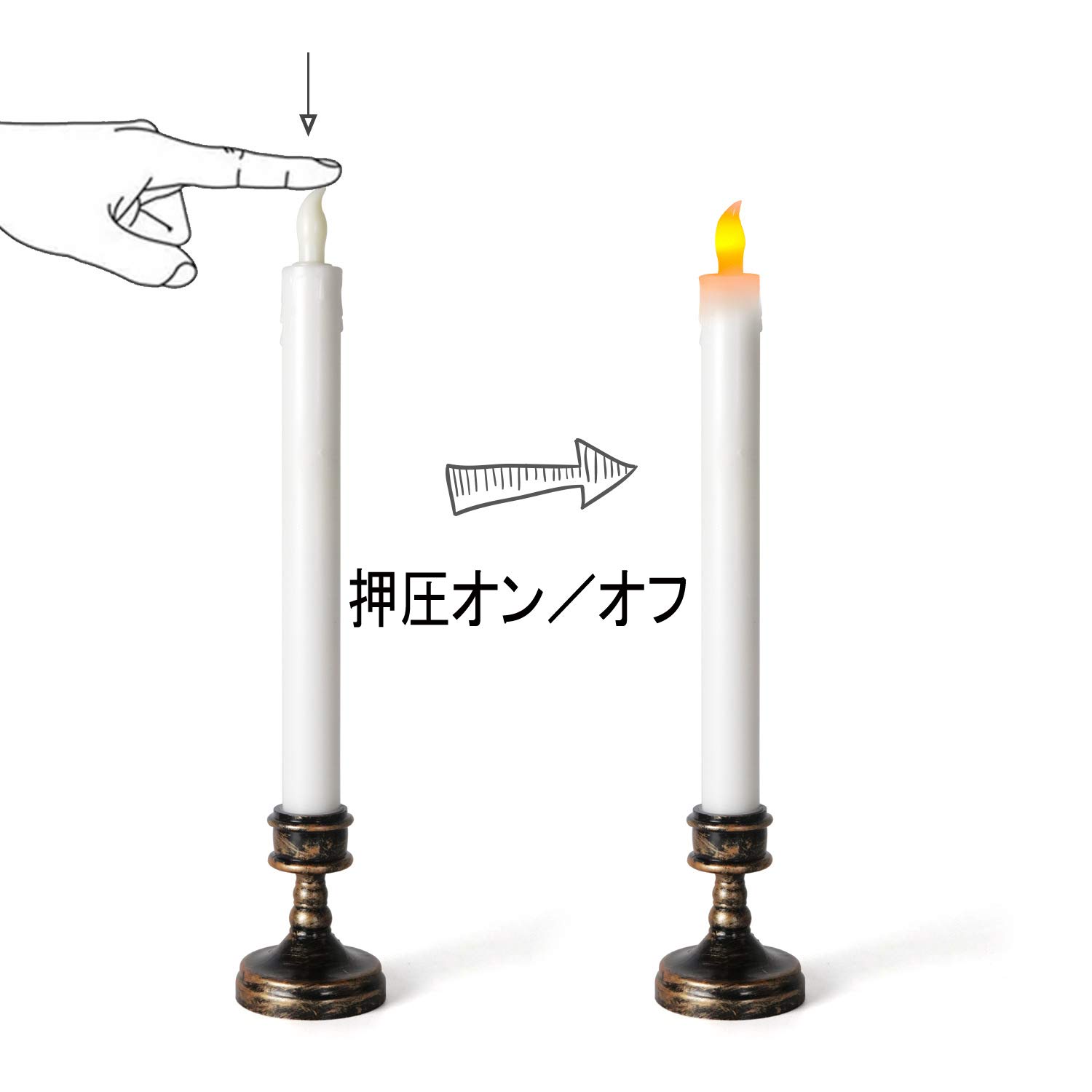 ❣️クリスマス❣️蝋燭 工芸品 2点とローソク台の3点セット Amazon｜JOLIRSBOX 仏具 電池ローソク LEDろうそく 2本セット