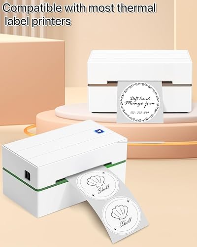 Miniatura 6 de iEager Etiquetas adhesivas térmicas circulares de 3 pulgadas, etiqueta térmica directa redonda autoadhesiva, calcomanías térmicas en rollo