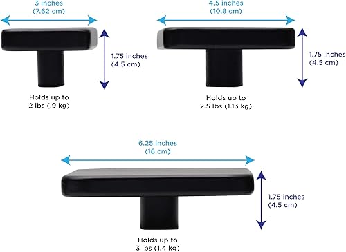 Miniatura 3 de MELANNCO Gancho cuadrado de pared MDF, juego de 3, negro