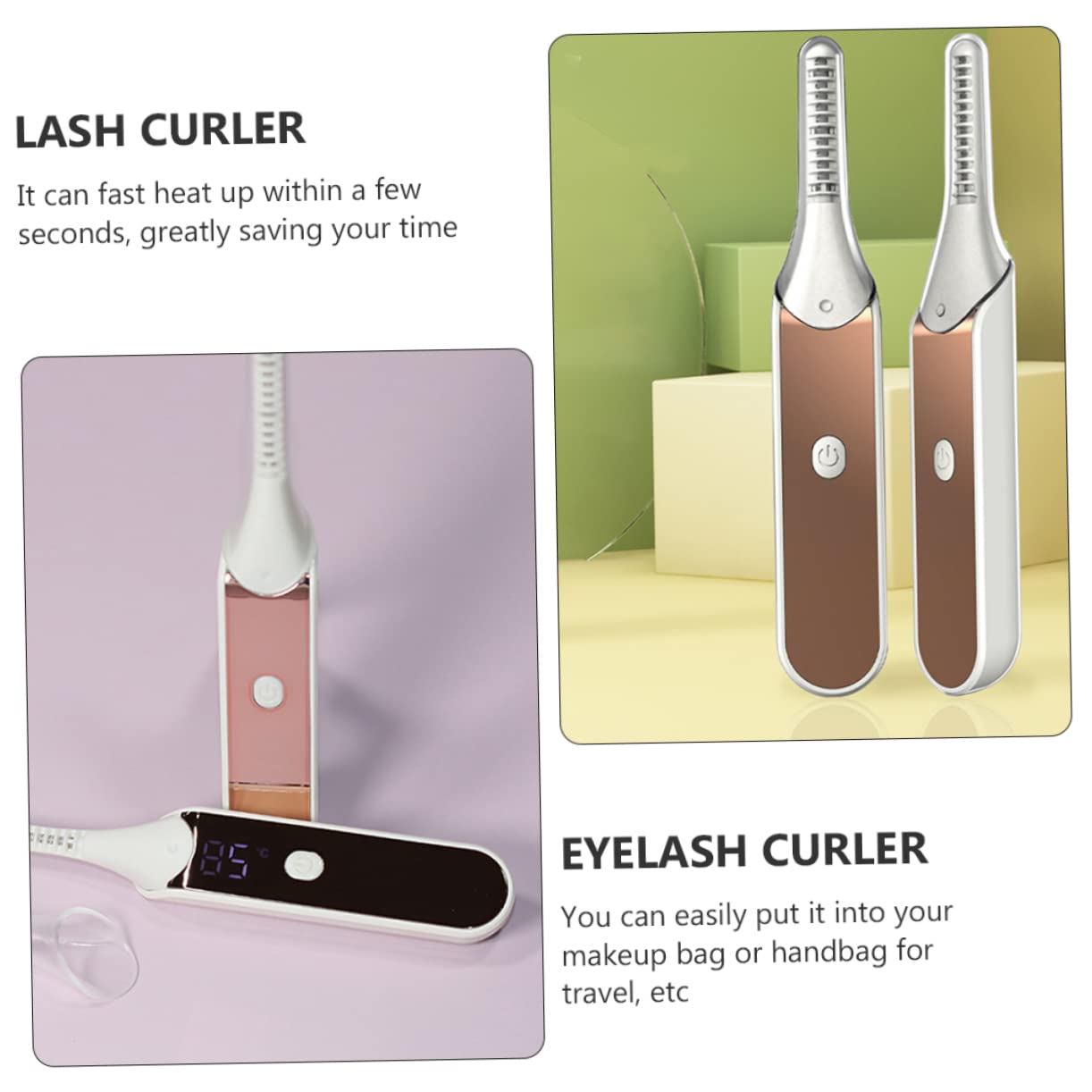 DOITOOL 2piezas Rizador De Pestañas Eléctrico Calentado Curler Portátil Para Mujeres Herramienta De Maquillaje De Rápido Calentamiento Diseño Ligero y De Usar