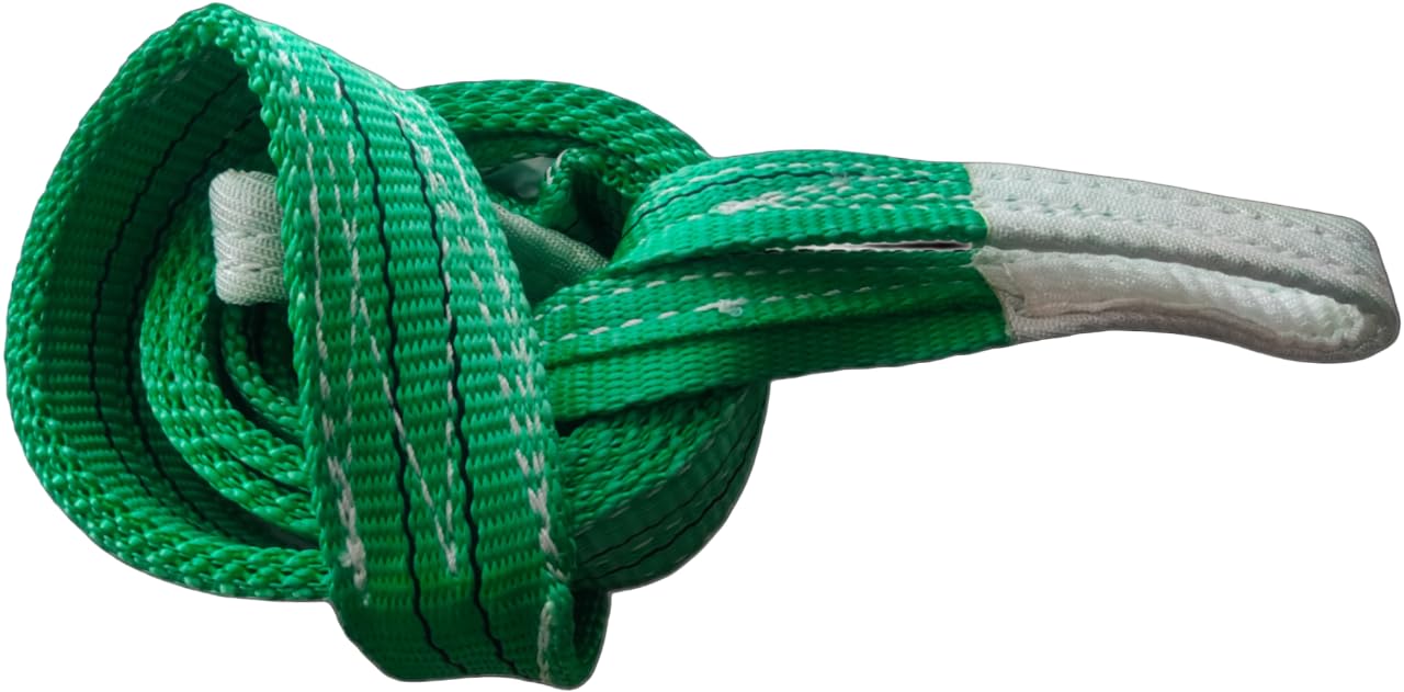 Polyester Webbing Sling Belt for Lifting and Pulling Vehicle, 2 TON (2000 KG) Load Capacity (Green, 2 MTR)