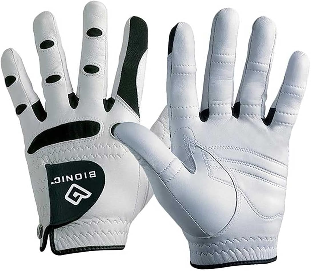 New Improved 2018 Long Lasting Bionic StableGrip Golf Glove - Patented Stable Grip Genuine Cabretta Leather, Designed by Orthopedic Surgeon! (Men's Cadet Medium, Worn on Left Hand)
