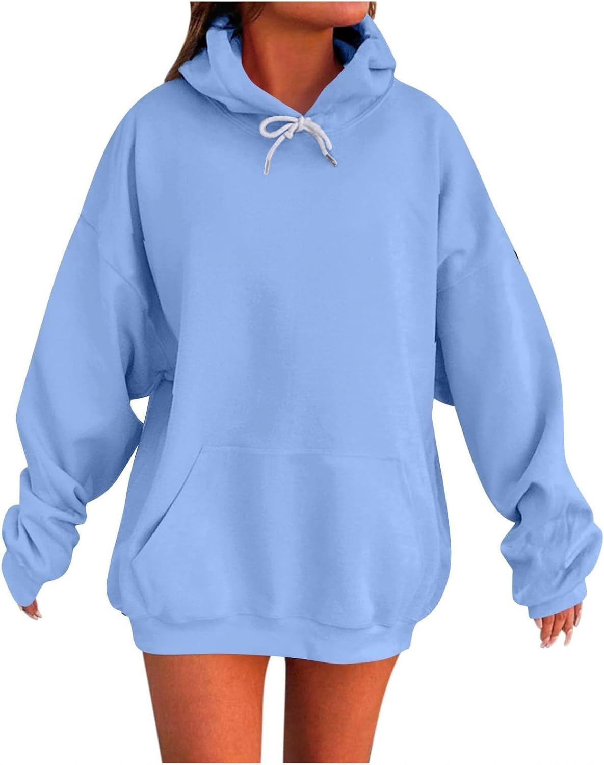 Hoodies for Women Oversized Fall Fashion Long Sleeve Hoodie Crew Neck Basic Solid Sweatshirts Casual Loose Clothes
