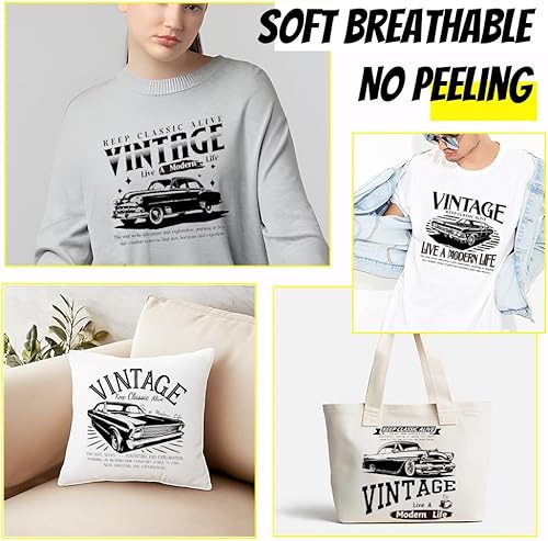 Miniatura 6 de SUPERDANT Juego de 4 calcomanías de plástico termotransferibles retro sedán para automóvil, vintage, para planchar para camisetas, bolsas de lona,