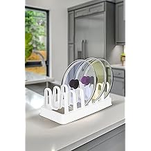 Orret Home Plastic 6-Pane Pot Lid and Plate Organizer Organizer, Cabinet and Countertop Lid Organizer, Versatile Storage Solution That Makes Order in the Kitchen
