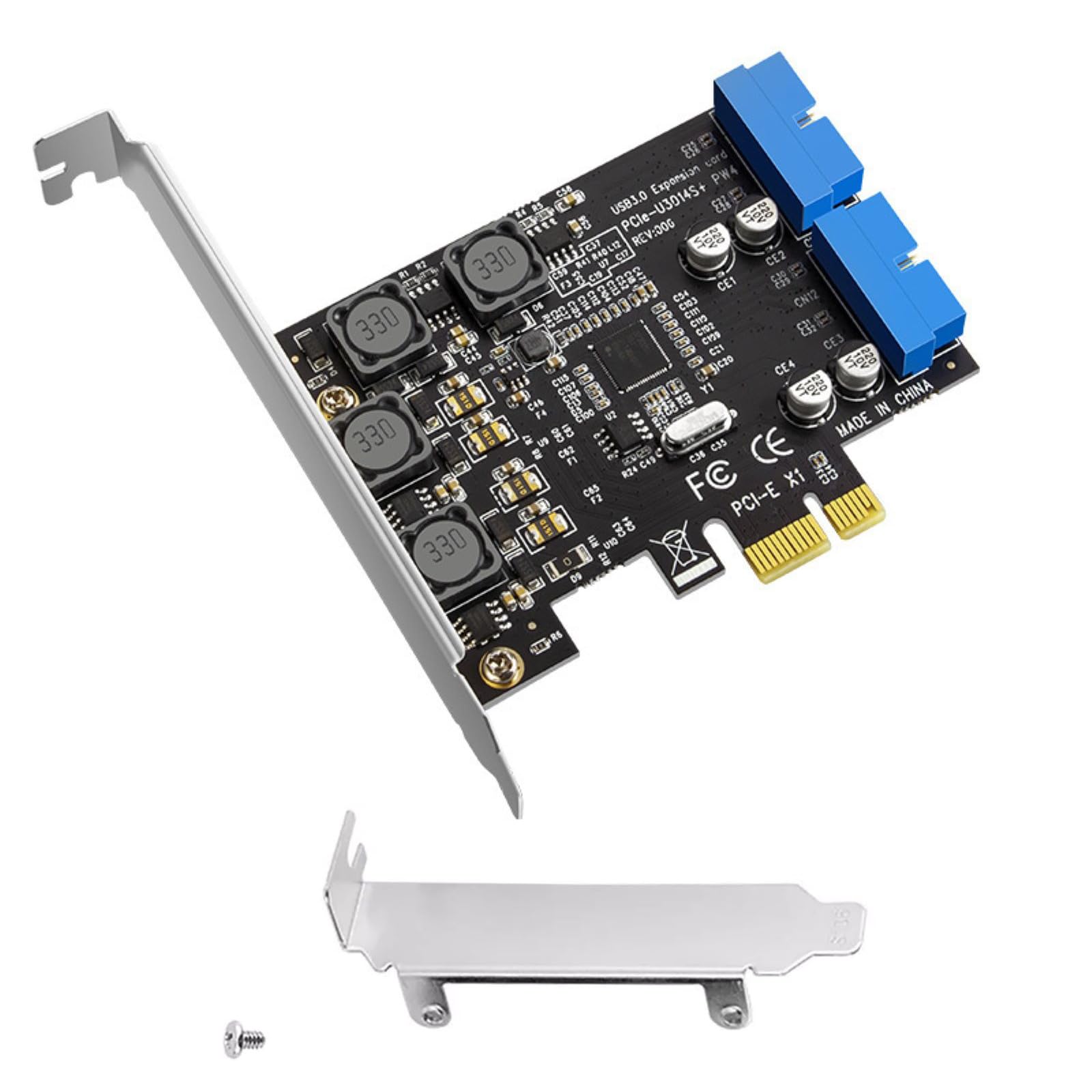 USB 3.0 Expansion Adapter Card, PC Computer PCIE to Internal 2 Port 19Pin Header Expansion Adapter Card