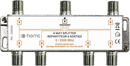 D-Home - Shielded TNT/Sat Splitter 6 Outputs - Splitter Connectors Plugs Coaxial Adapters for TV Antenna