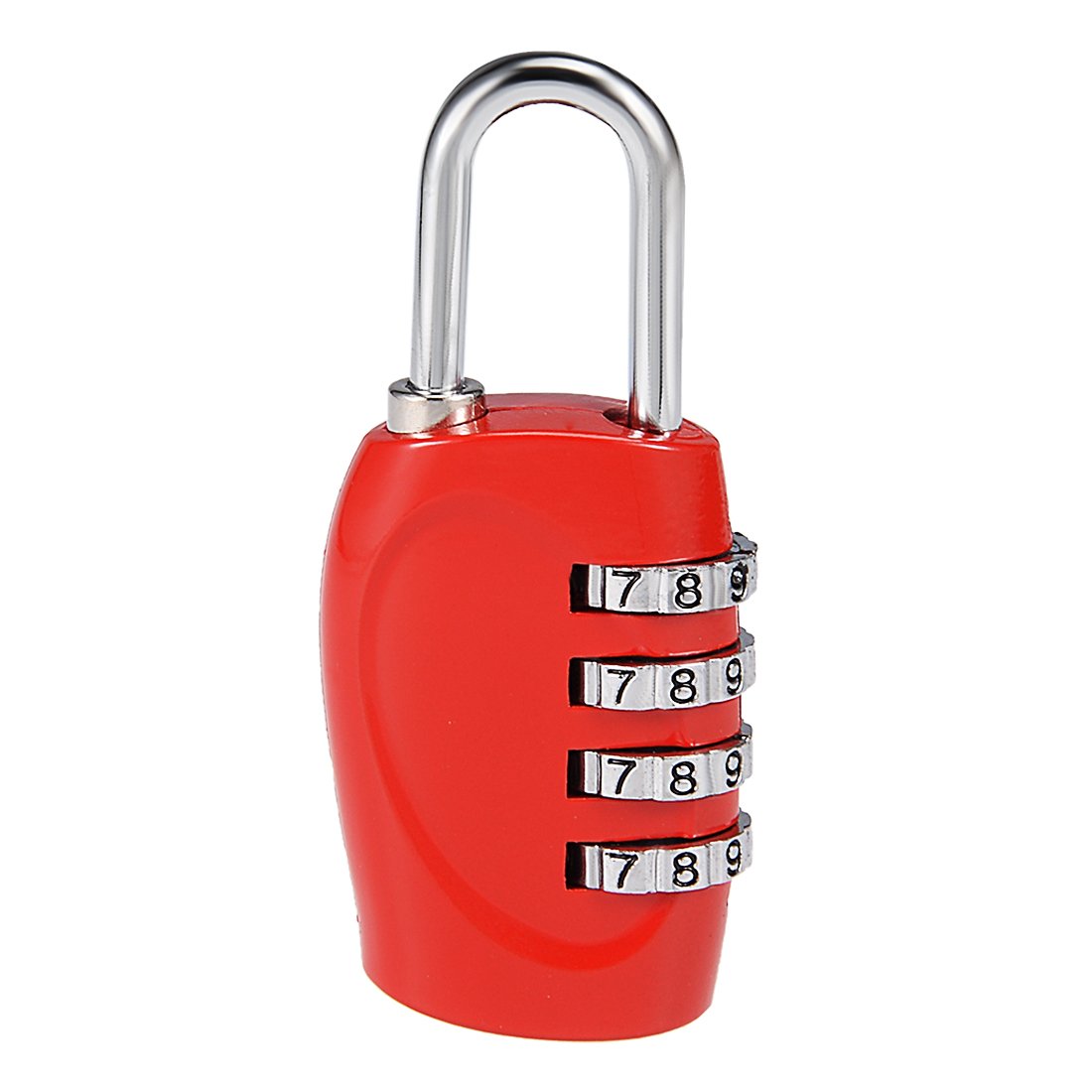 uxcell 4 Digit Combination Padlock, 4mm Shackle, Zinc Alloy Lock, Red