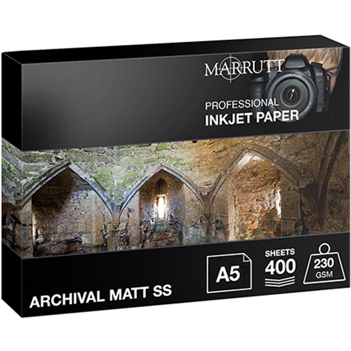 Marrutt 230gsm Archival Matt Single Sided Inkjet Photo Paper: A5-400 Sheets