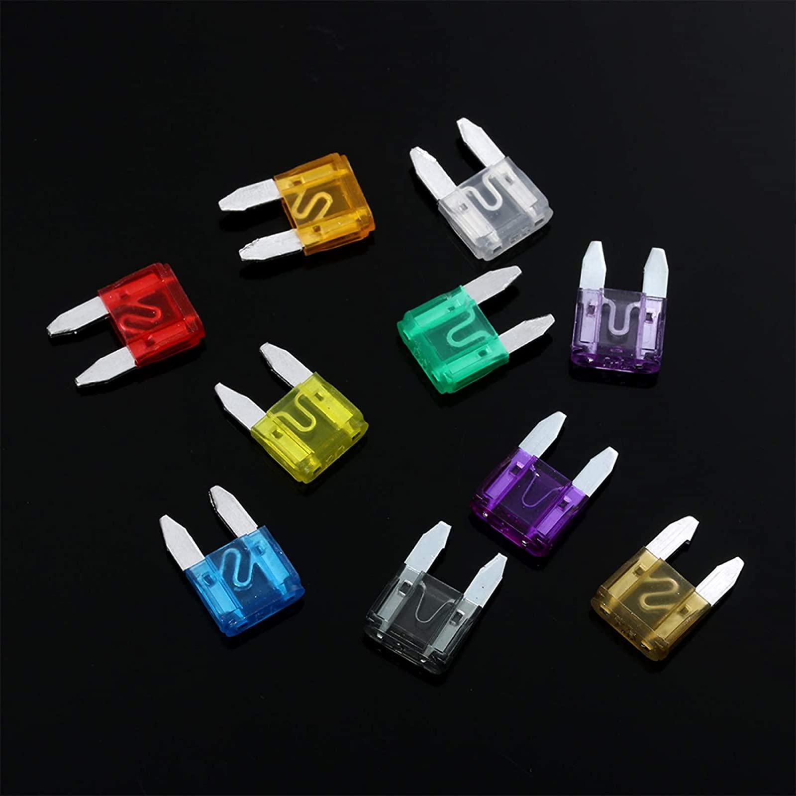 100Pcs Mini Case Assortiti Barche for auto Camion Kit di fusibili a lama standard Accessori for strumenti di riparazione di motociclette automatiche