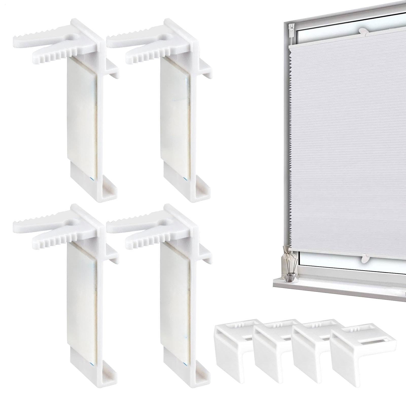 Bexdug 4Pcs Blinds Mounting Brackets - Roller Blind Holder L-Shaped | Abs Accessory No Drilling Required, Double Blinds Shades Zebras Blinds