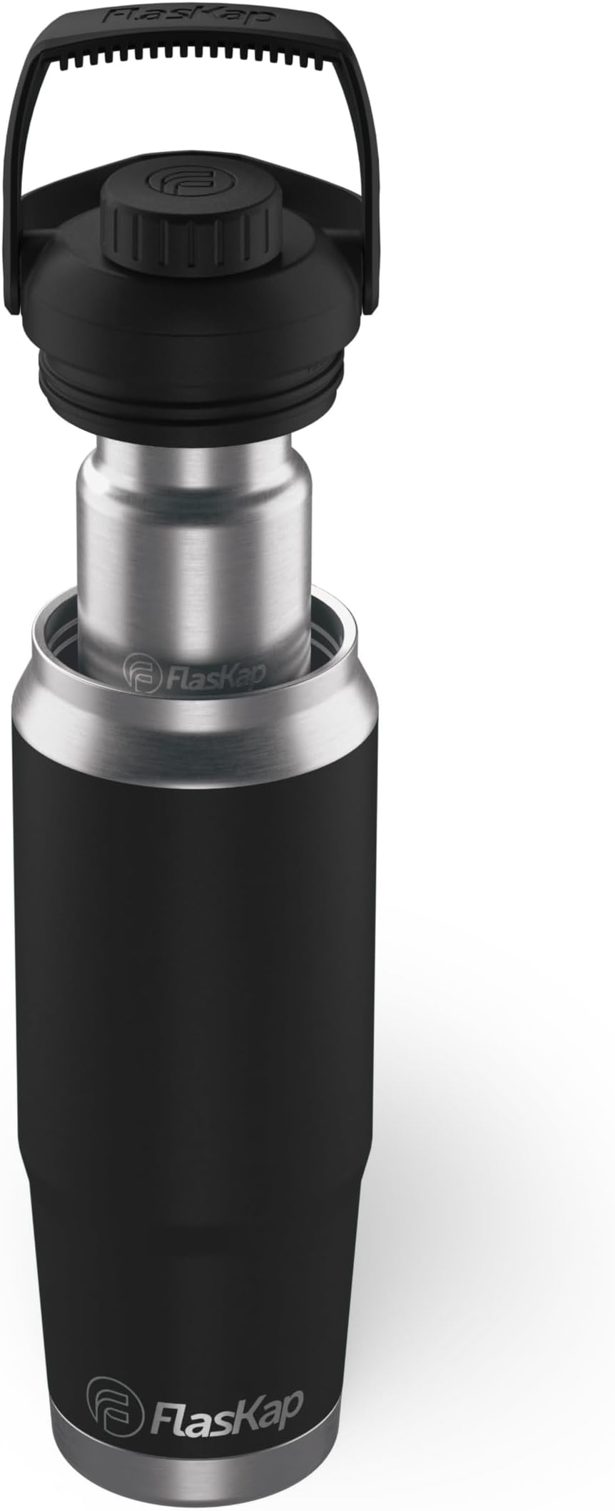 FreePour System: 6oz Tumbler Attachment and 26oz Cup Holder Friendly Bottle, Removable Well Mixed Drink Tumbler Attachment and Water Bottle