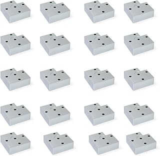 Emuca Nóżka meblowa z plastiku, Zestaw 20 sztuk o wysokości 30mm, wykończenie szare metalizowane