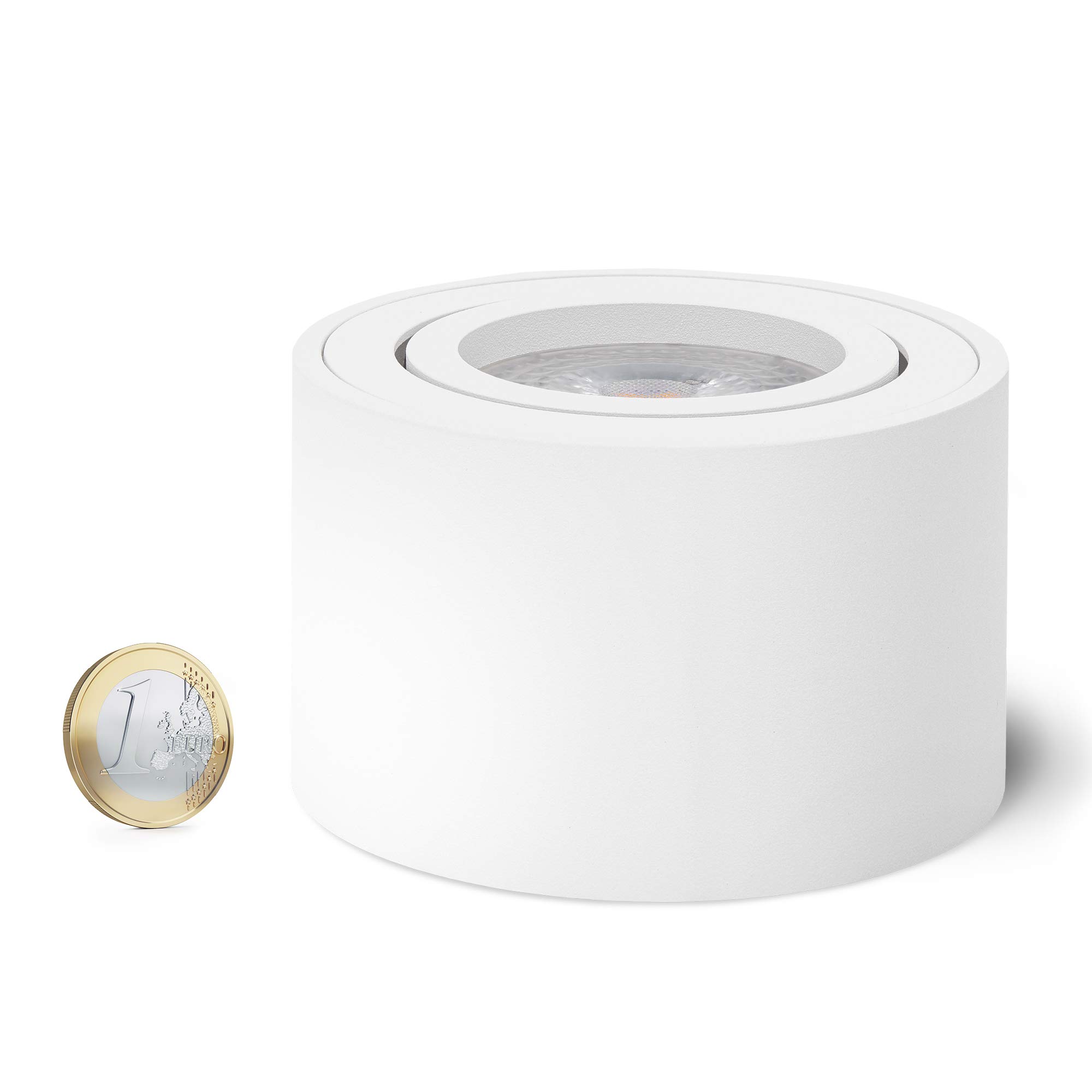 linovum 6 Stück Aufbauleuchte SMOL schwenkbar in weiß matt & rund mit LED 4W warmweiß 230V
