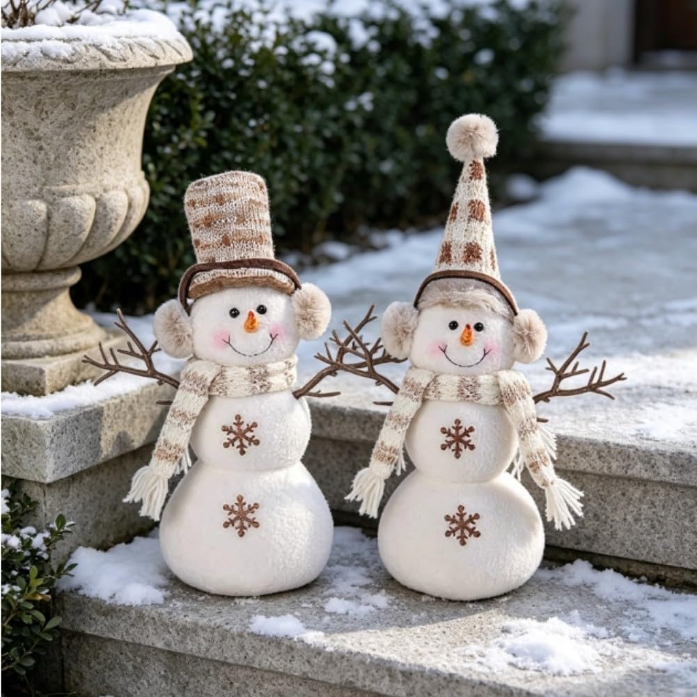 Snowman Figurine Set 2pcs Christmas Window Decor
