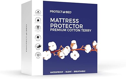 Protect-A-Bed Protector de colchón impermeable de tela de rizo de algodón de alta calidad bloquea los ácaros del polvo y los alérgenos lavable a Protect-A-Bed Protector de colchón impermeable de tela de rizo de algodón de alta calidad bloquea los ácaros del polvo y los alérgenos lavable a
