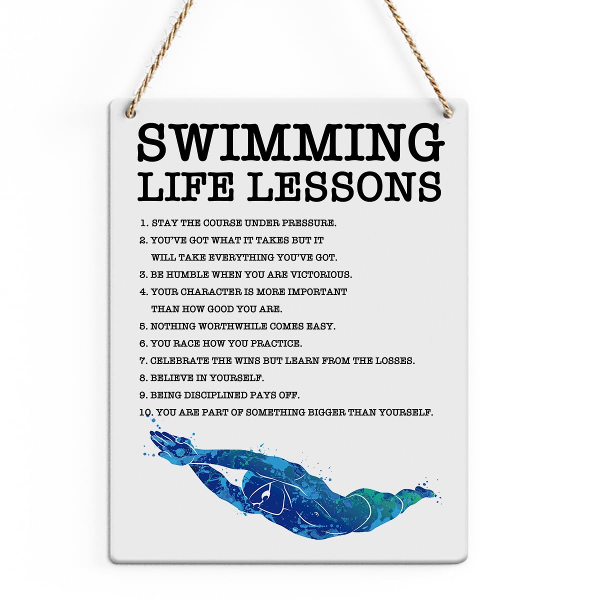 Inspirational Quotes Swimmer Gifts Rustic Wall Decorations Motivational Farmhouse Wall Hanging Decor Encouragement Best Team Gifts Decorative Wood Plaque for Home Office Bedroom Bathroom Living Room