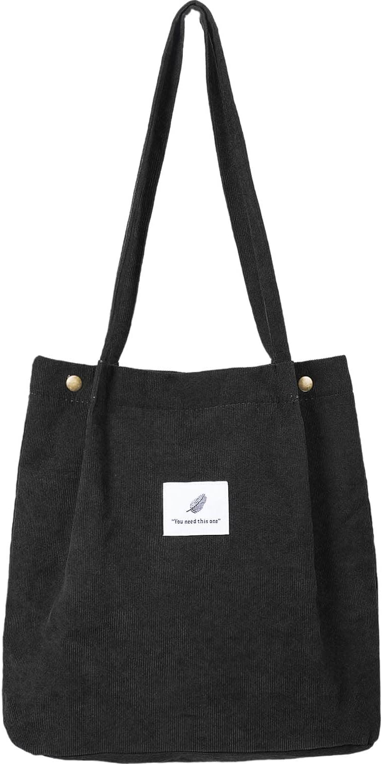 Corduroy Totes Bag - WantGor Women's Shoulder Handbags Big Capacity Shopping Bag