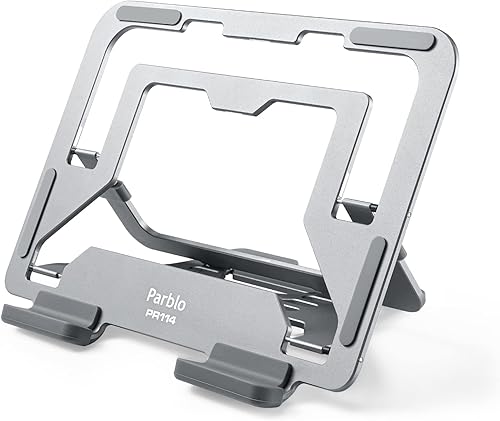 Miniatura 1 de Parblo Soporte para tablet PR114, soporta hasta 11 pulgadas, 6 ángulos ajustables, plegable y fácil de transportar