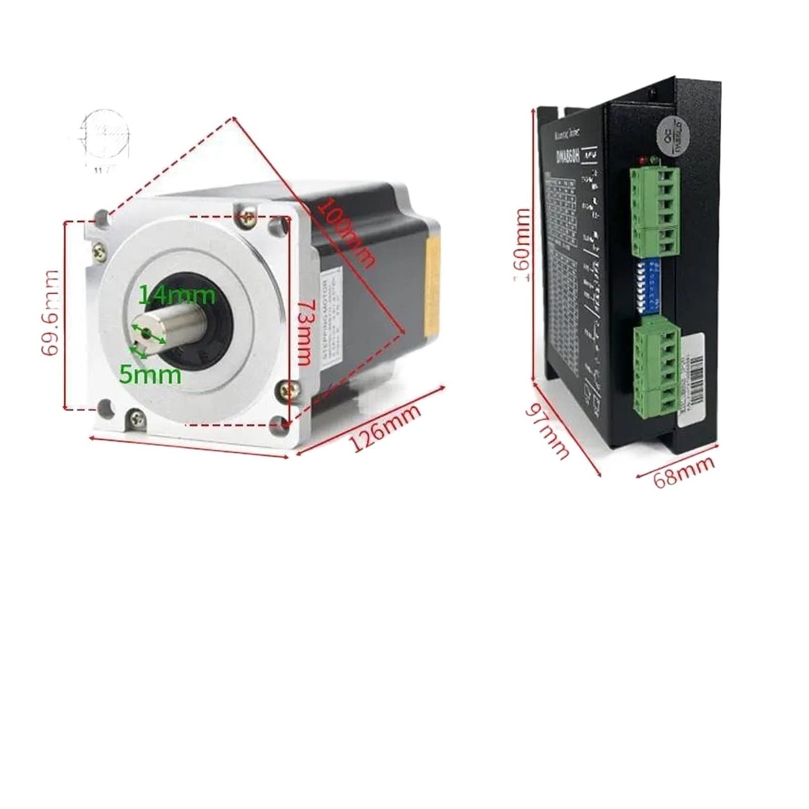 Stepper Motor, 57/86 Three-Phase Two-Phase Hybrid Stepper Driver High-Speed Intelligent Touch Stepper Motor Driver Set for DIY CNC 3D Printer(86-126 10nm+860)