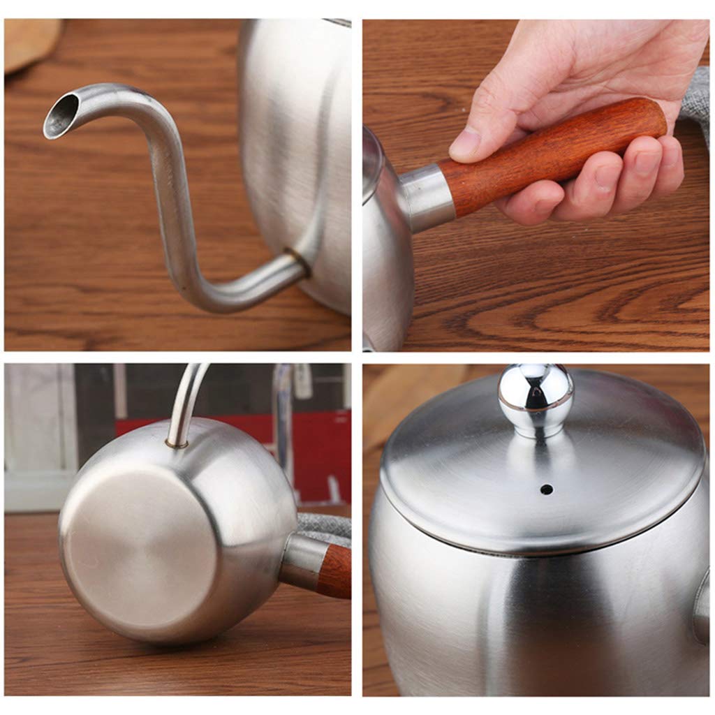 500ml Stainless Steel Drip Coffee Japanese Kettle with Wood Handle Cafe