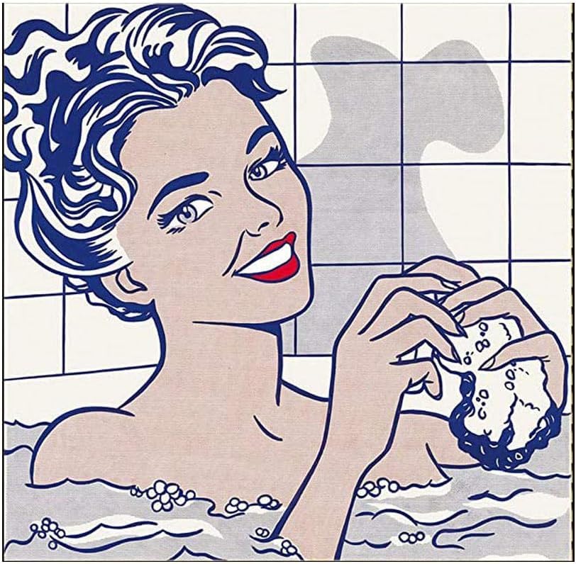 Waeta Rnvzx Famoso póster e Impresiones de Roy Lichtenstein Abstracto 《Mujer en el baño》 Arte de la Pared Pintura en Lienzo de Roy Lichtenstein Imágenes para decoración del hogar 40x40cmx1 Sin Marco