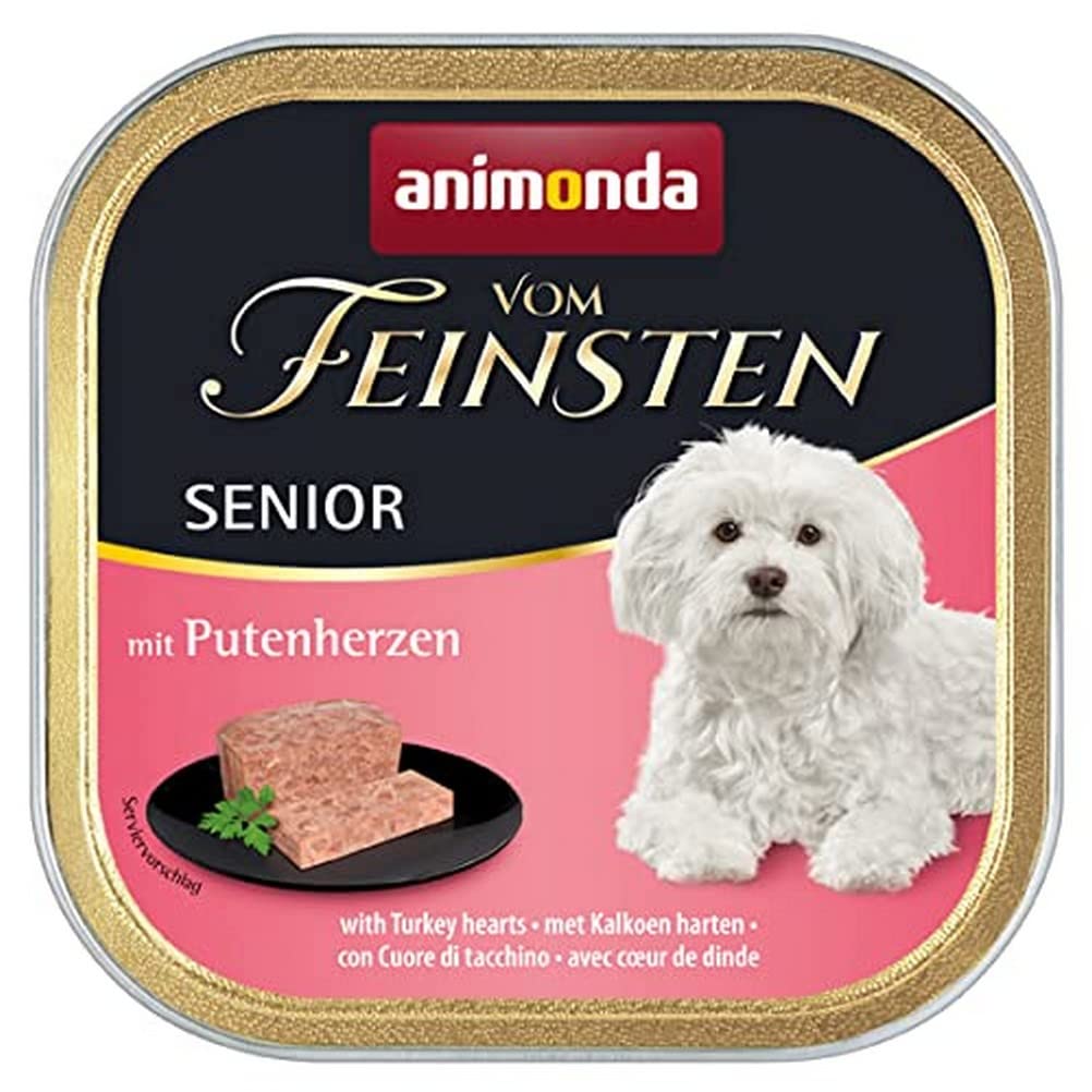 animonda Vom Feinsten Junior Hundefutter, Nassfutter für Hunde im Wachstum & Senior Hundefutter, Nassfutter für ältere Hunde ab 7 Jahren, mit Putenherzen, 22 x 150 g