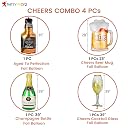 Party Propz Champagne Foil Balloons For Birthday - 4Pcs 32" Champagne Balloons For Decoration | Birthday Decoration Items for Men | Cheers Foil Balloon For Husband Wife | Birthday Decorations for Men gallery image
