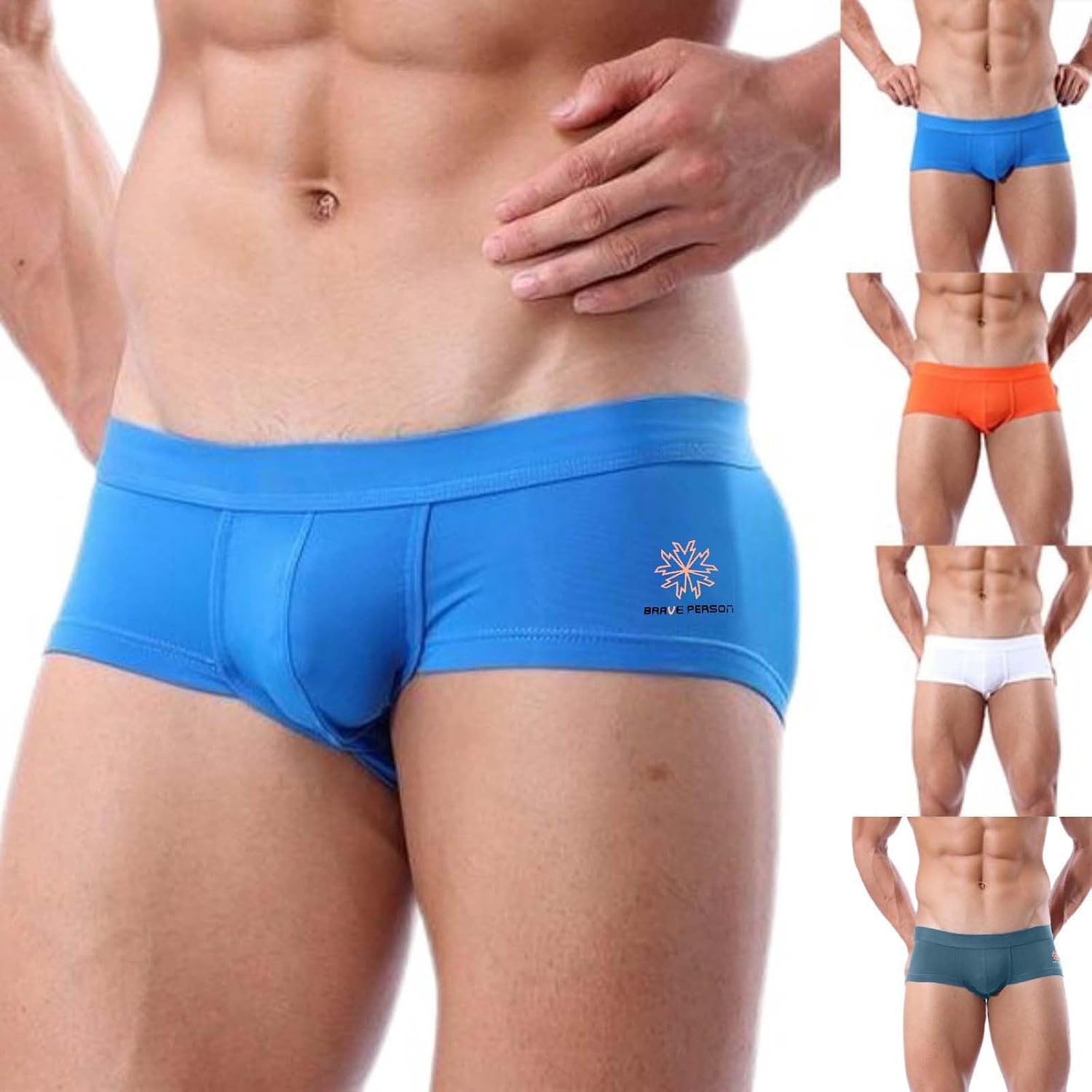 Men Low-Rise Sexy Swim Trunks Quick Drying Breathe Swimming Trunk Plain Stretch Beach Board Briefs Trendy Short