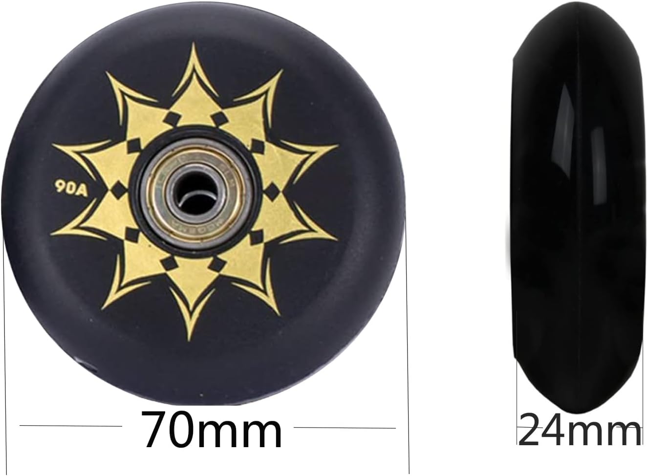 Inline Roller Skate Wheels Outdoor & Indoor 8-Pack Asphalt Formula 90A Skates Roller Hockey Wheels with Bearings,70mm