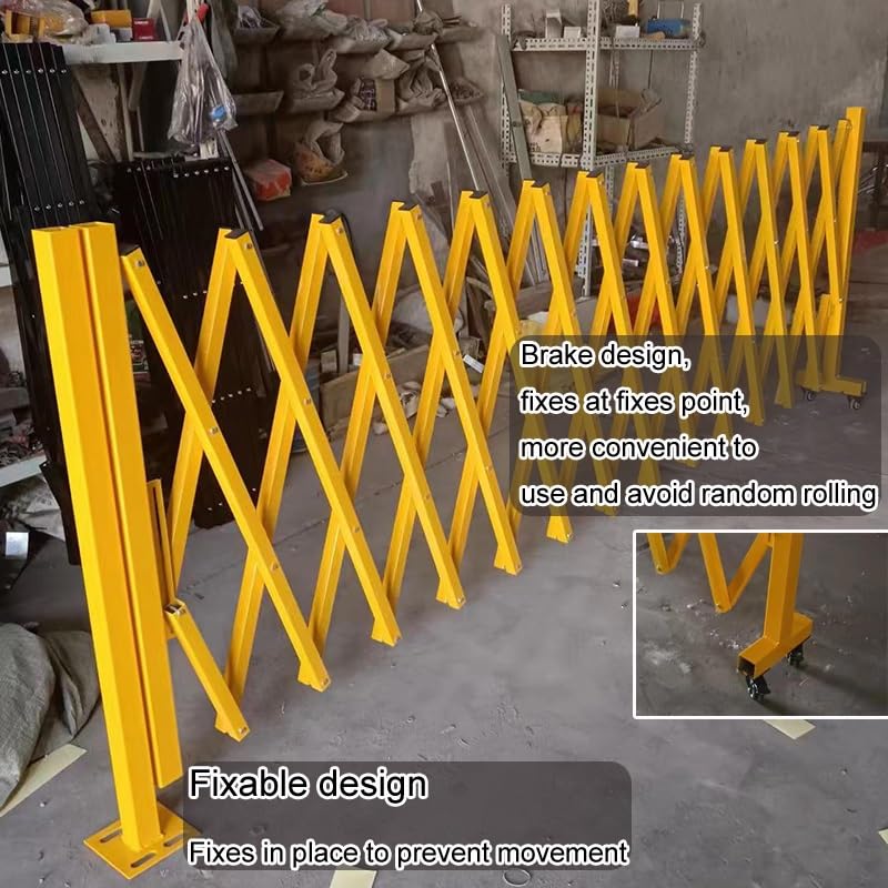 Barrière de sécurité extérieure extensible en métal avec roues pour garage
