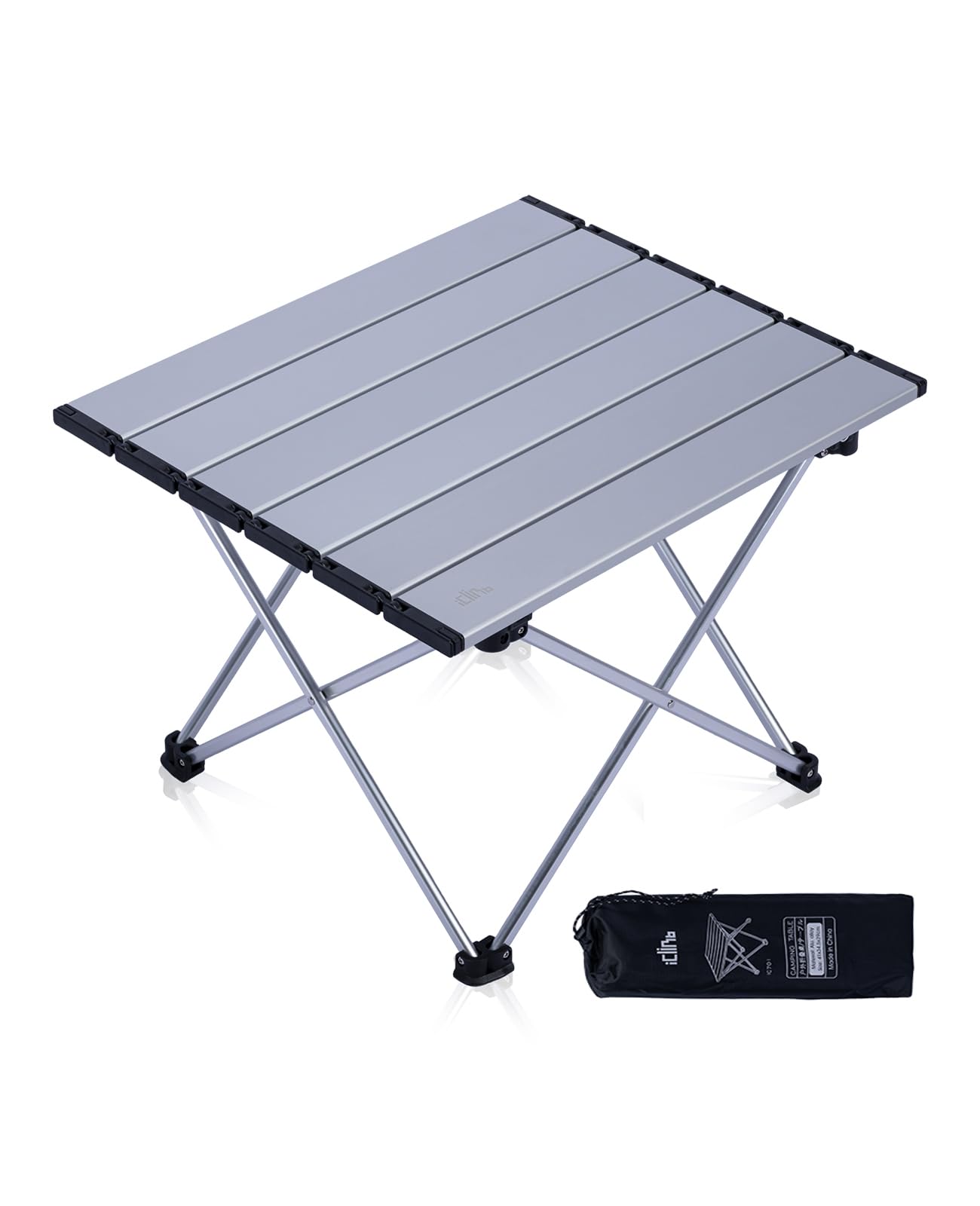 iclimb ultralight compact camping folding table with carry bag (silver - s)