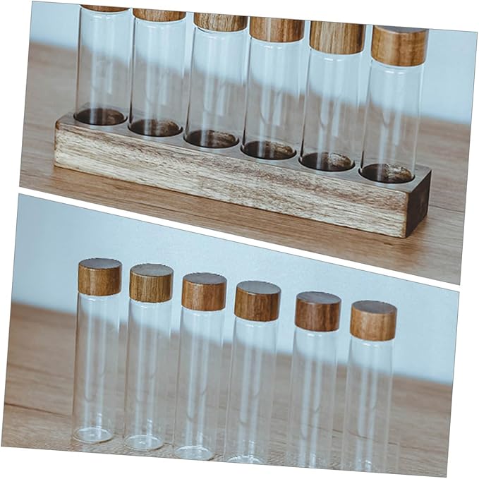 Set de 6 Tubos de Vidrio SUPVOX para Almacenar Granos de Café con Base de Madera miniatura 5