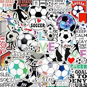 Soccer Stickers |100 Pcs Soccer Waterproof Vinyl Decals for Water Bottles Laptop Car Luggage Cup Computer Mobile Phone Skateboard Decor