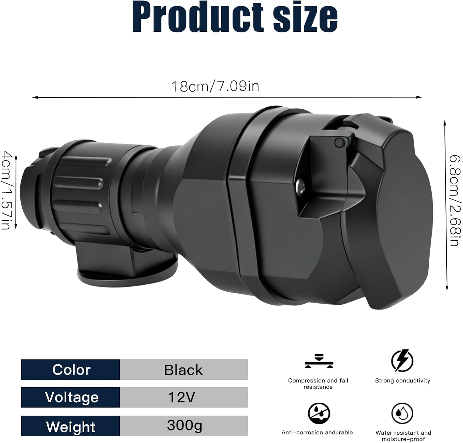 Anhänger Stecker 13 Polig auf 13 Polig Anhängeradapter 12V Steckdose 13polig - Stecker 13polig mit LED-Beleuchtung Anhängersteckerbuchse für Anhänger, Wohnmobile, PKW, Wohnwagen