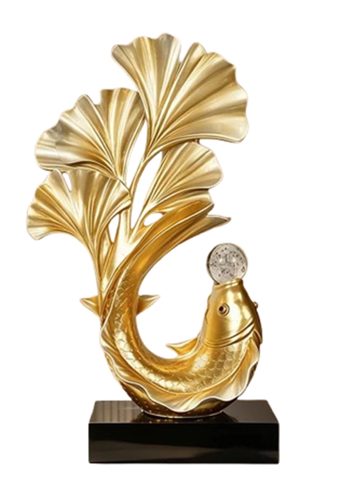 NHDVDVAV Chinese Feng Shui Fish Statue Modern Decorative Crystal Ball Art Sculpture Office Desk Stand, Dining Table Center Decorative Aesthetics,A