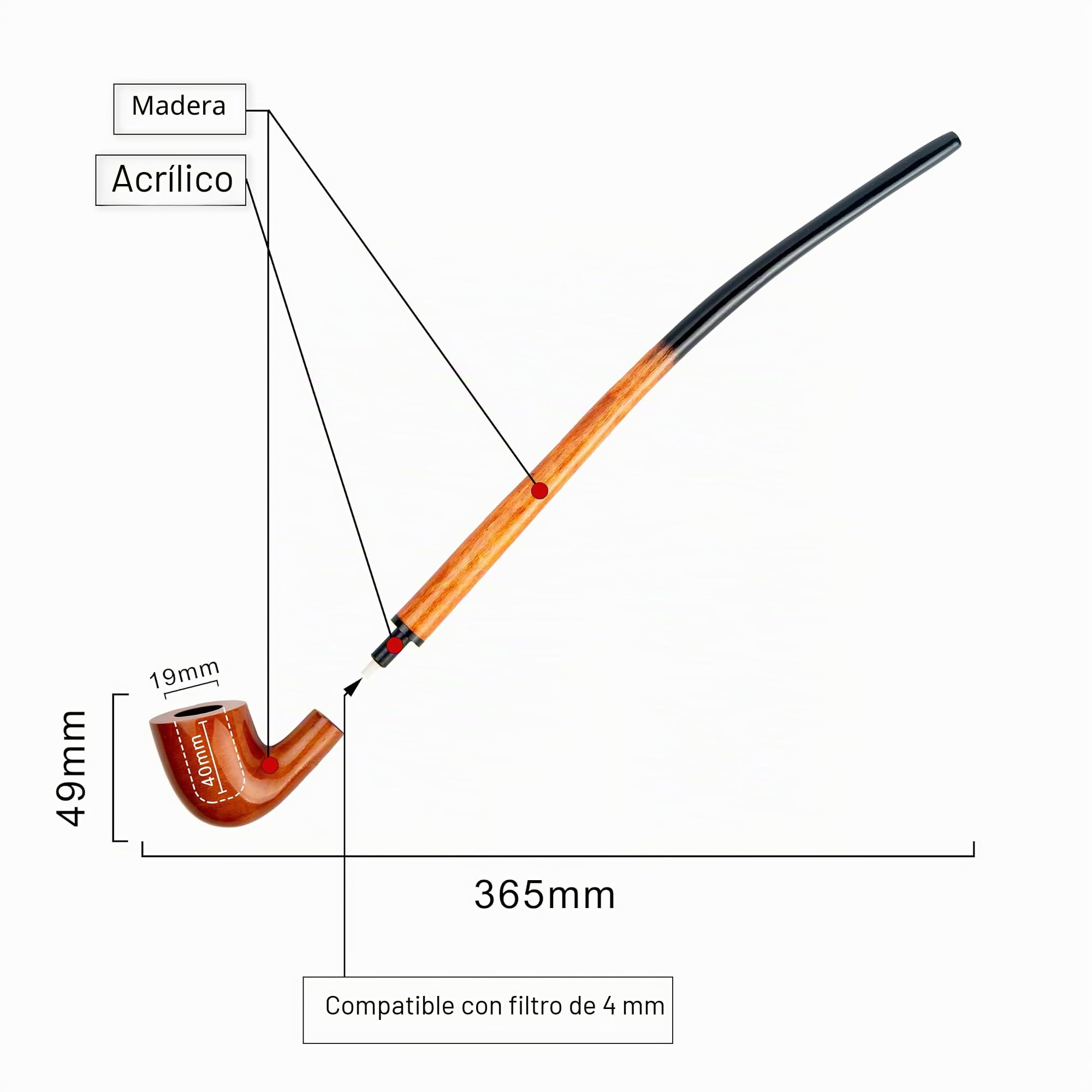 Dr. Watson - Pipa de tabaco - Gandalf, 81 Serie Coleccionable, Hecha a mano de madera de peral (Dorado)