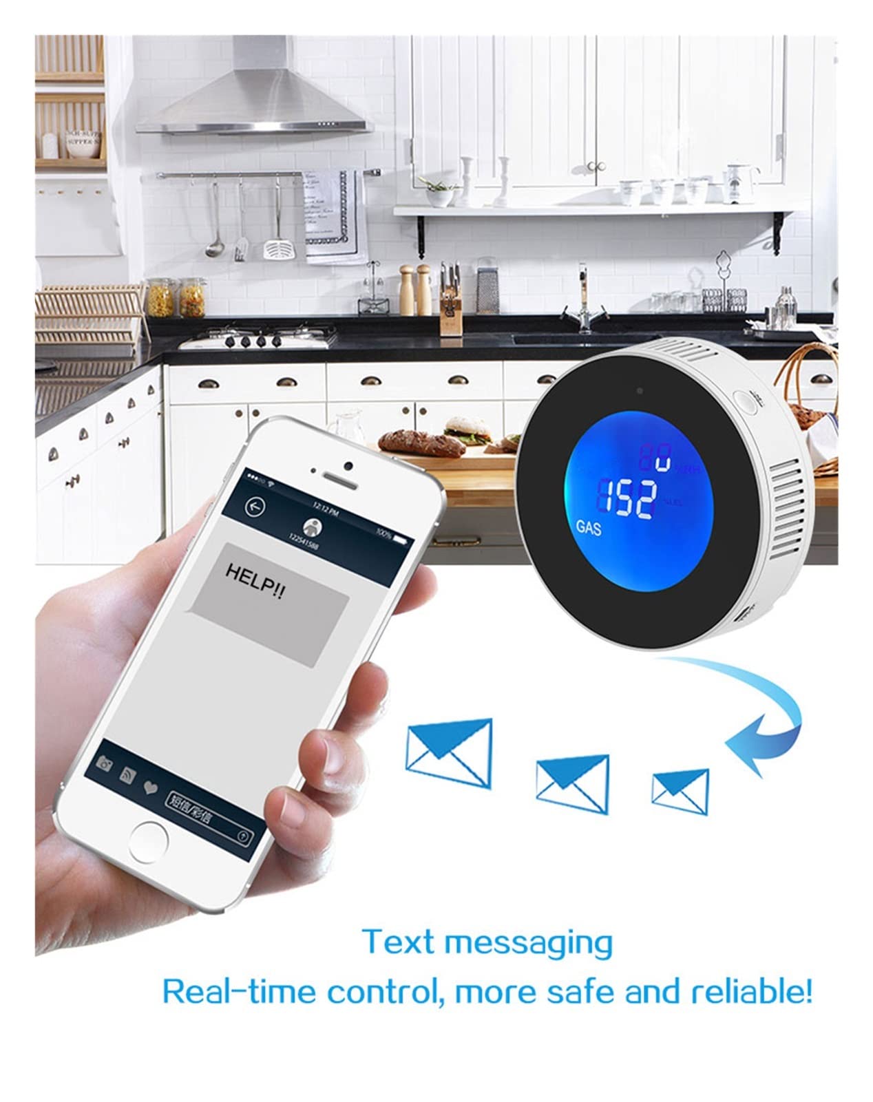 PA-210W. Detektor gazu WiFi Inteligentne naturalne wyciek palnych LPG. Czujnik gazu. LCD Wyświetl czujnik systemu alarmowego do kuchni domowej,Wielofunkcyjny System Automatyki Domowej