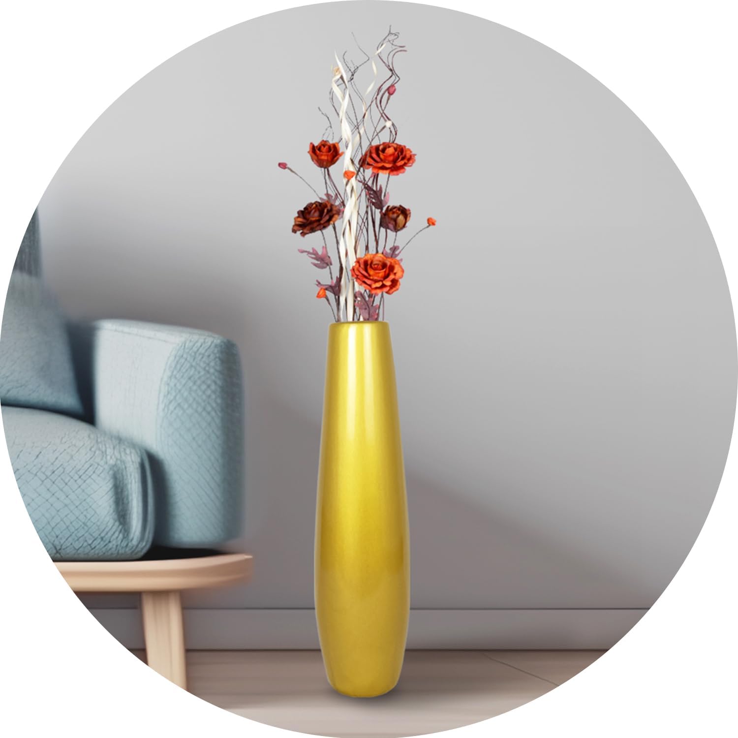 TDIAVH Ceramic Gold Floor Vase 17.7 Inches Tall,Large