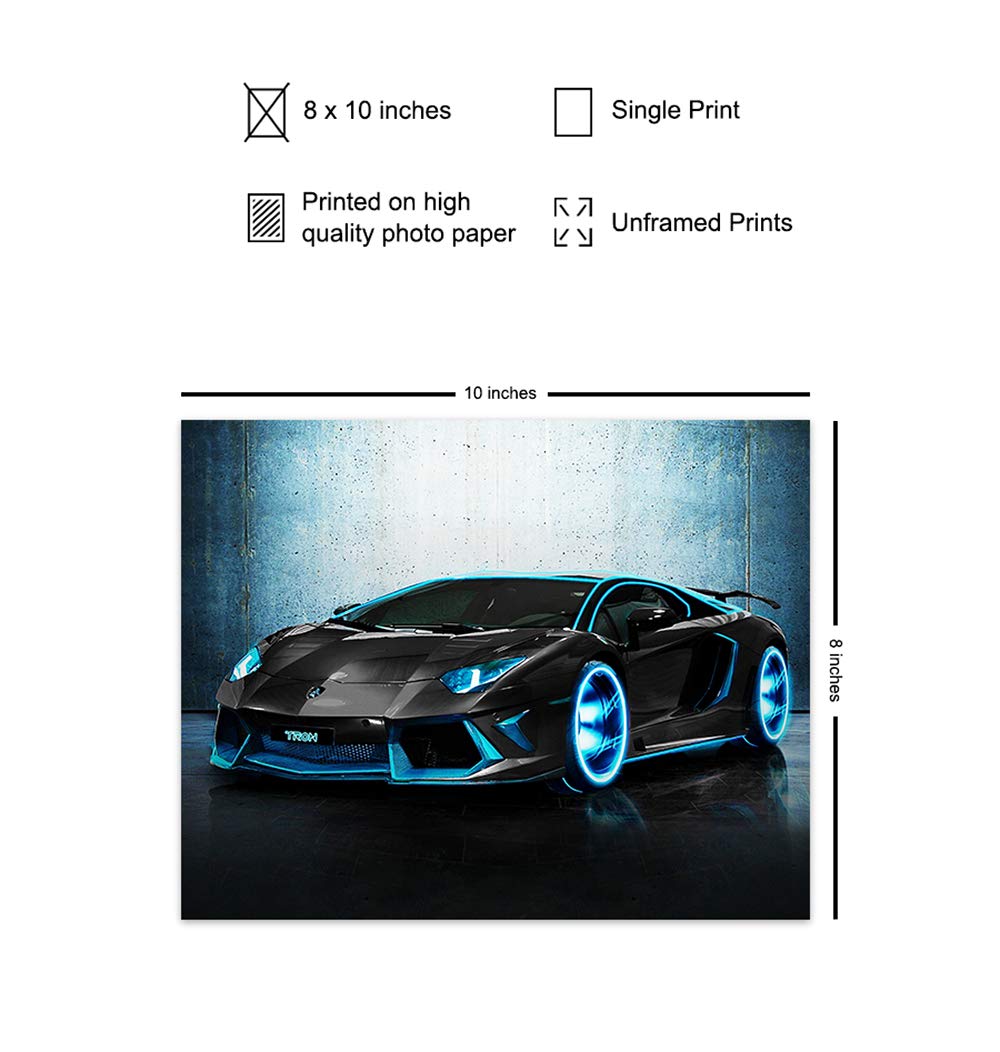 TRON Aventador Poster Blue Car Lambo Poster for Men